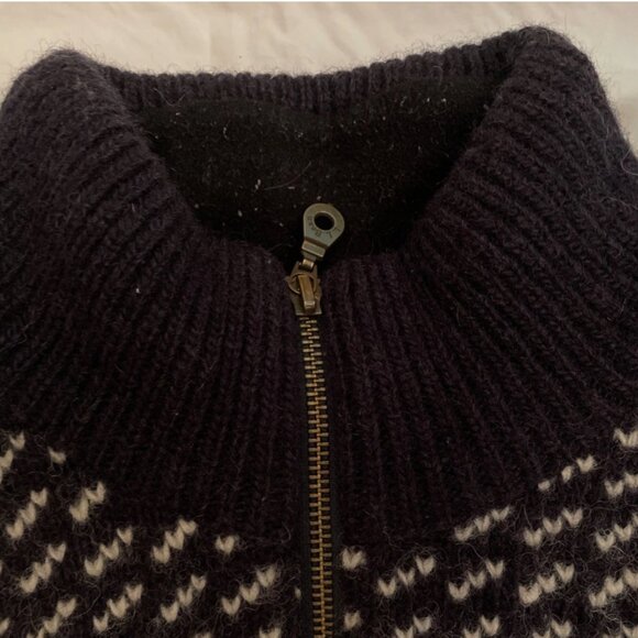 L.L. Bean Sweater Mens XXL bird's eye zipper front wool sweater fleece lined - Picture 3 of 12